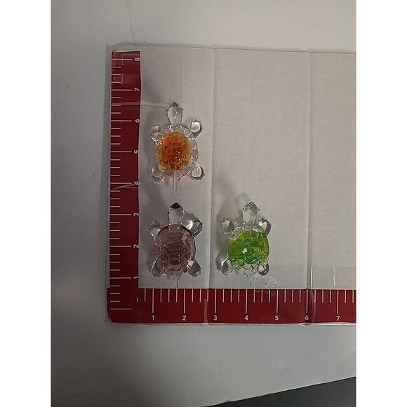Lenox Crystal Mini Turtle Figurines Set of 3 - Purple Orange Green - Picture 11 of 11